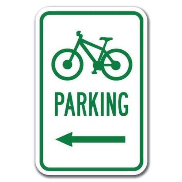 Signmission Bicycle Parking w/left arrow with Symbol 12inx18in Heavy Gauges, A-1218 Bicycle - Bicycle Pk left A-1218 Bicycle - Bicycle Pk left